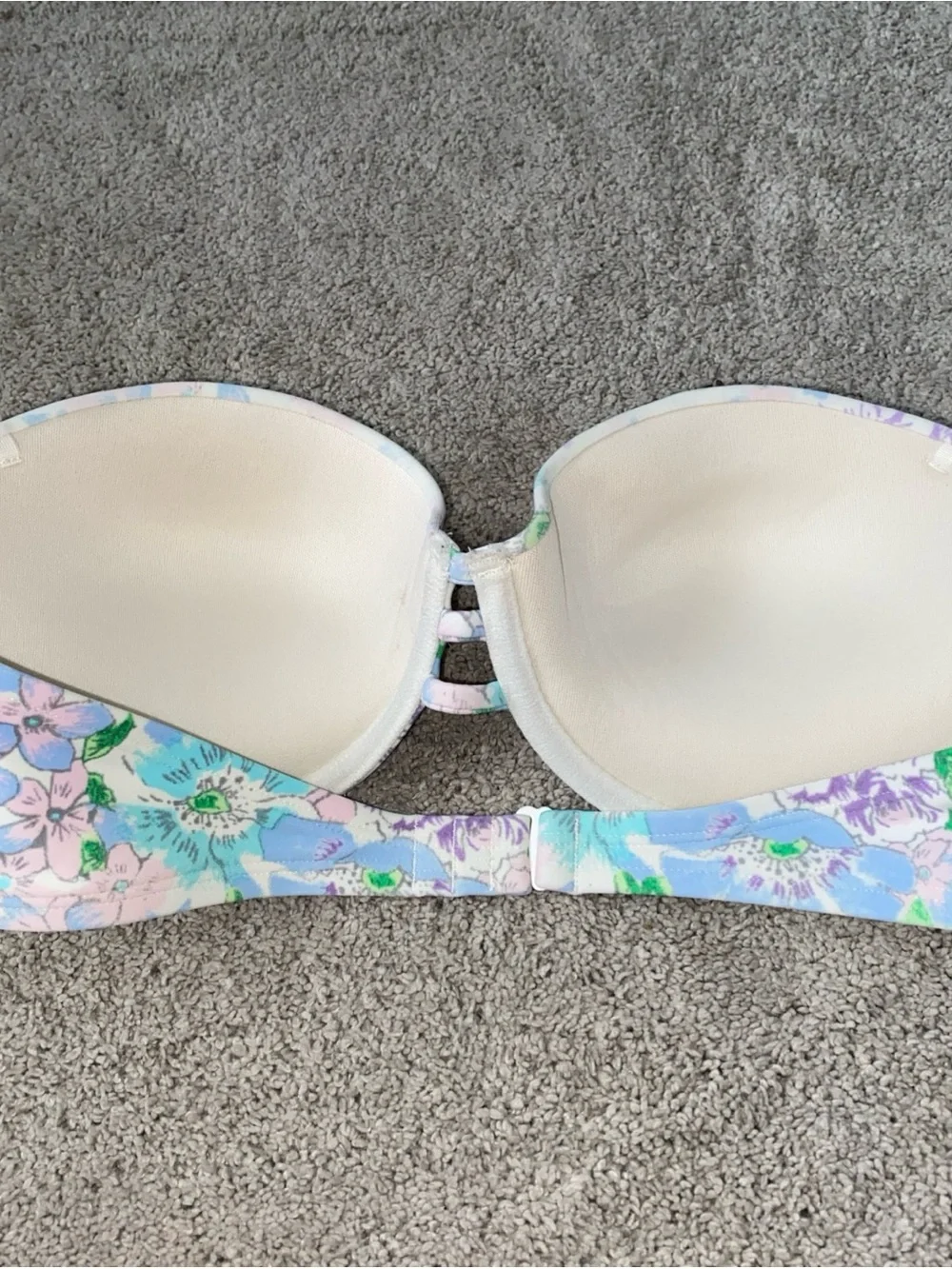 Aerie Holly 34C Bikini Top‎ Strapless NWT Floral Print Underwire